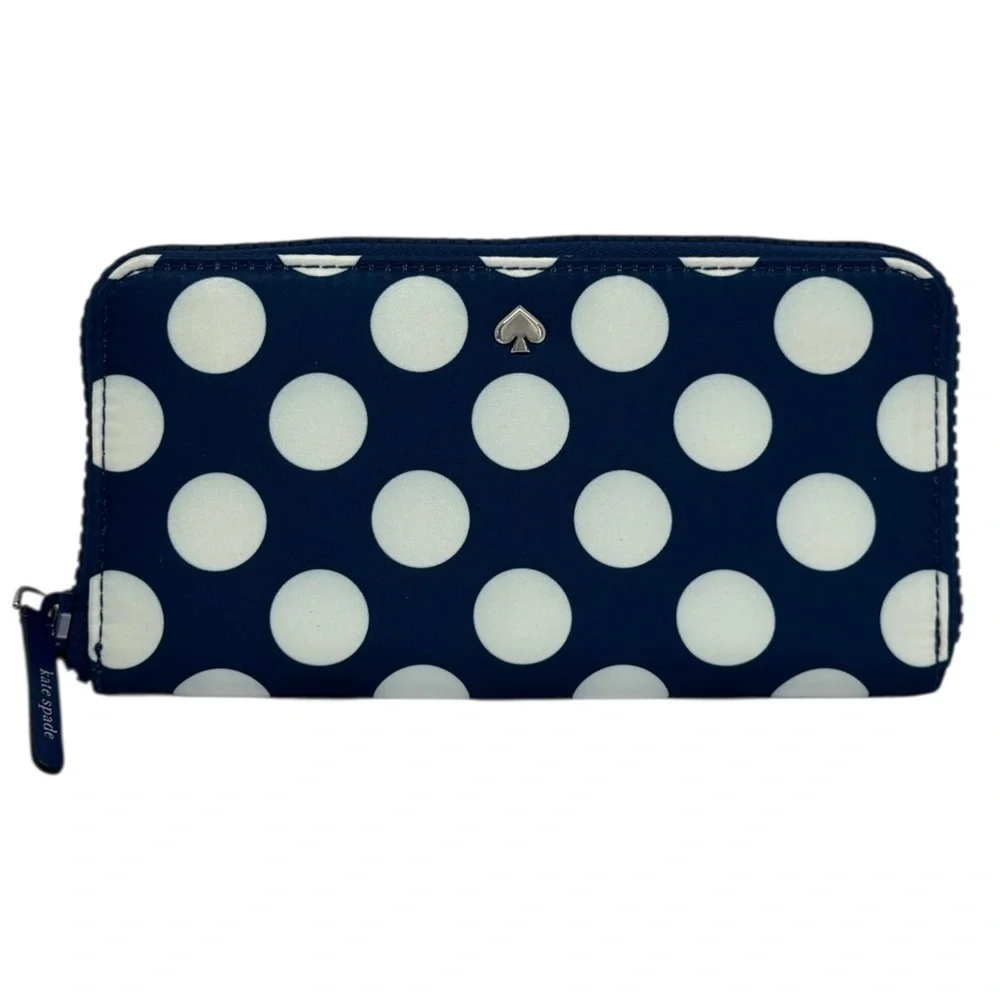 NWT Kate Spade Jae Seaside Dot Continental Zip Around Wallet w/Credit Card Slots